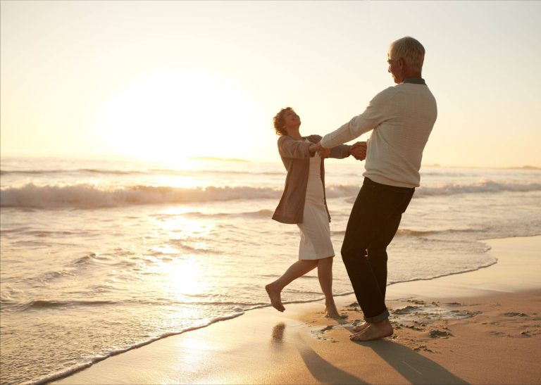 Long life couple on beach